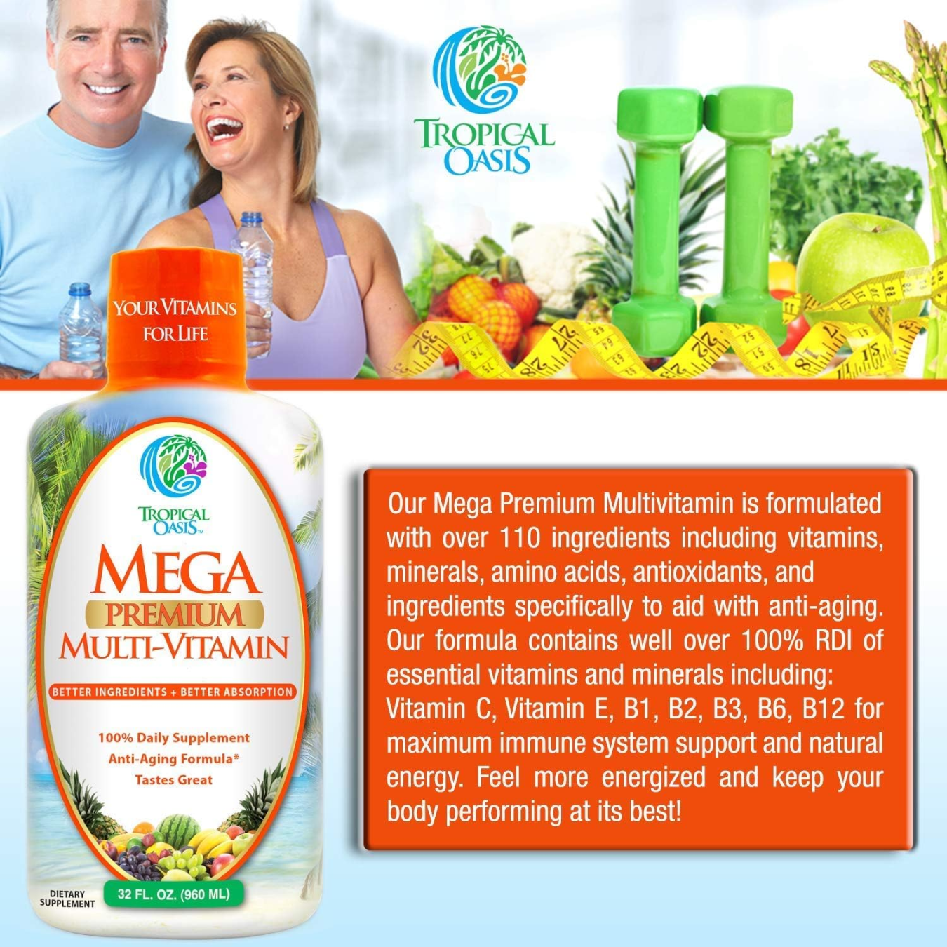 Tropical Oasis Mega Premium Liquid Multivitamin