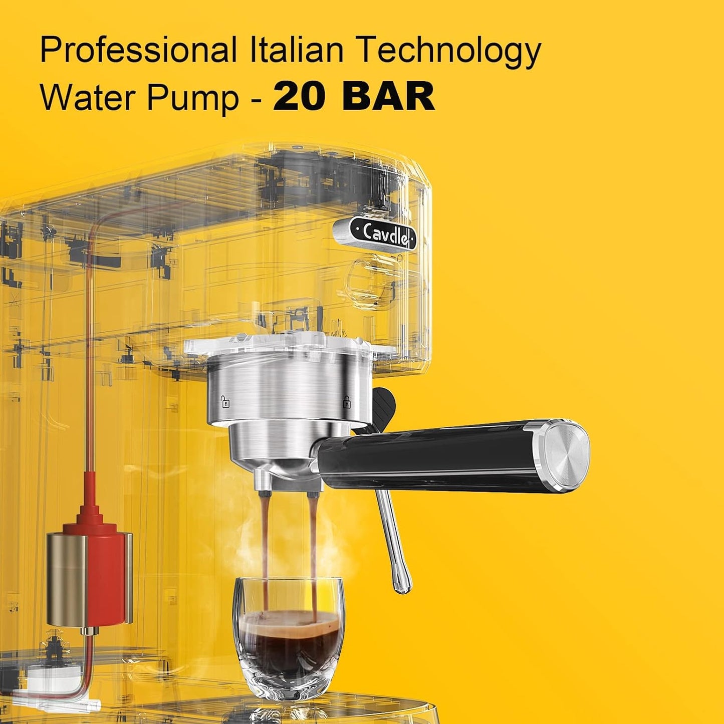 Espresso Machine 20 Bar, Professional Maker with Milk Frother Steam Wand. Free Pack Coffee