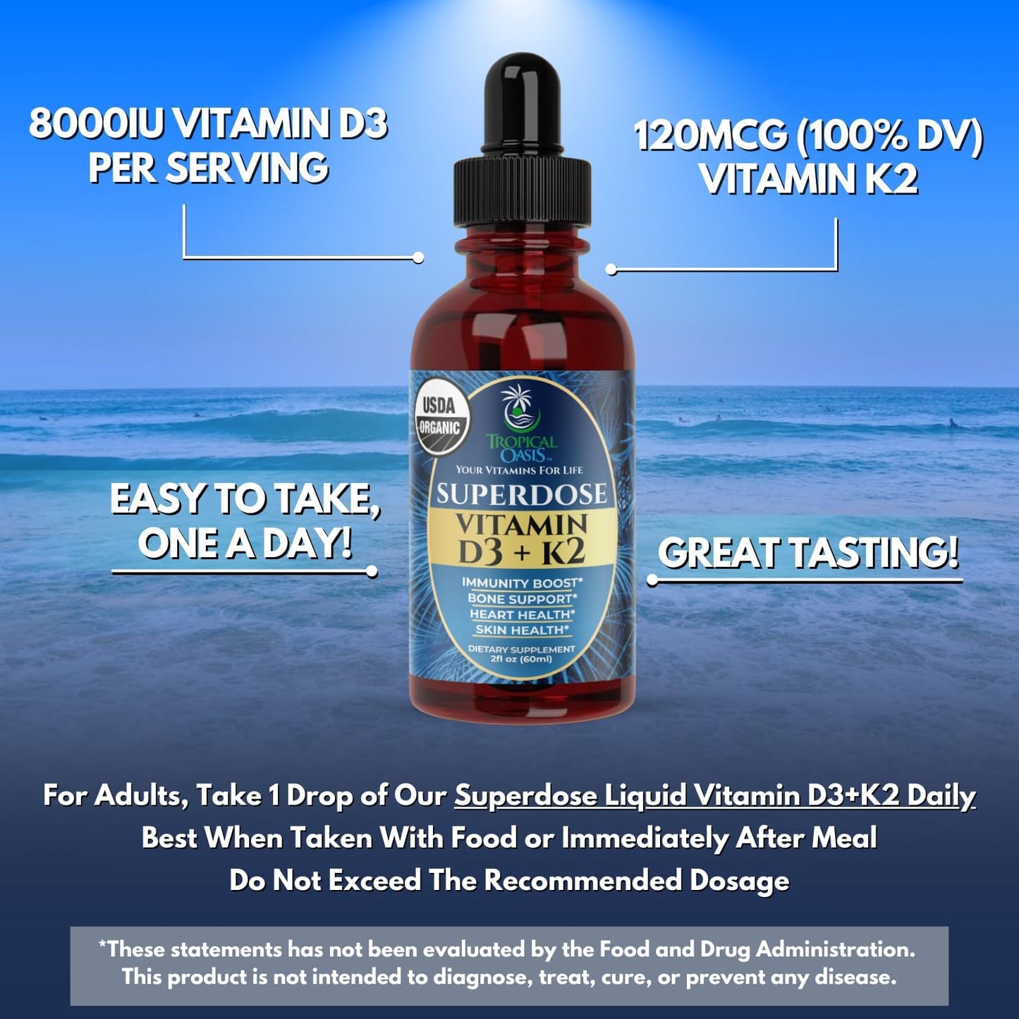 Organic Vitamin D3 + K2 Liquid Drops