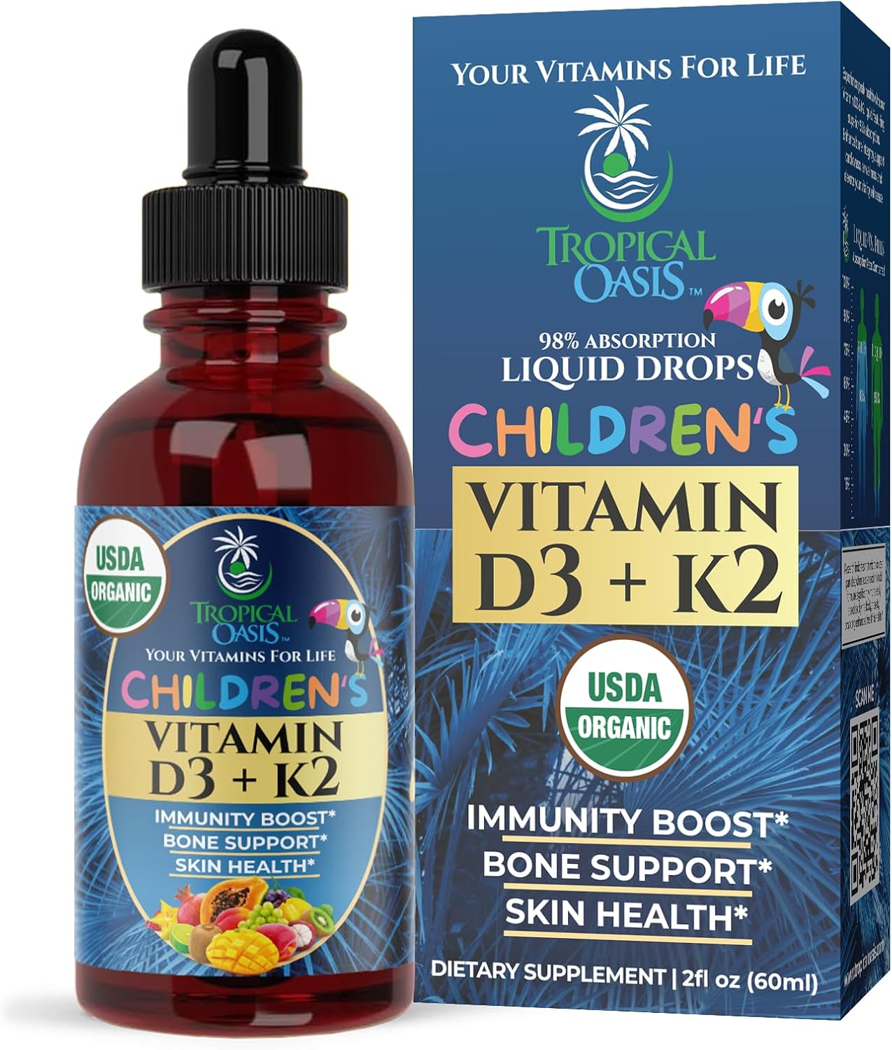 USDA Organic Vitamin D3 + K2 For Kid's