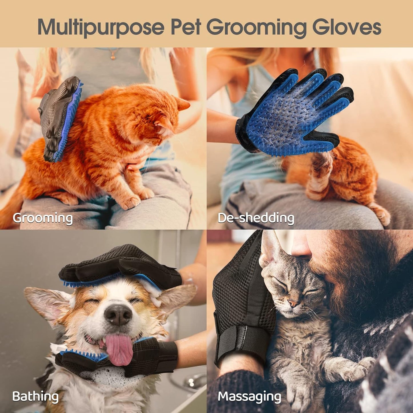 Upgrade Pet Grooming Gloves